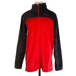Columbia Boys XL Red & Gray Colorblocked Full Zip Fleece Outdoor Jacket